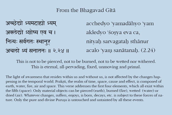 Bhagavad Gita 2.24 Elements